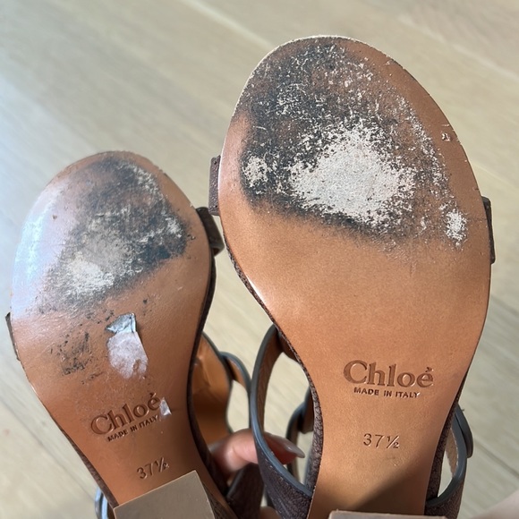 Chloe Gladiator Suede Leather Heeled Sandals Mauve IT 37.5 / US 7.5 - Picture 6 of 10